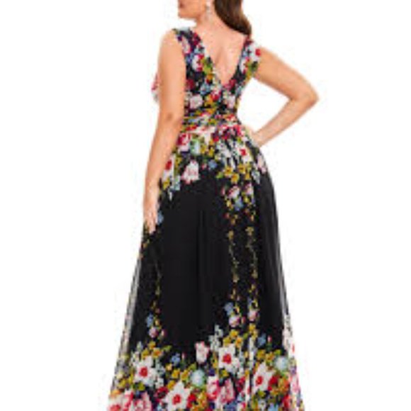 Ever Pretty Pleated Sleeveless V-Neck Chiffon Maxi Dress Size XL - Picture 2 of 8